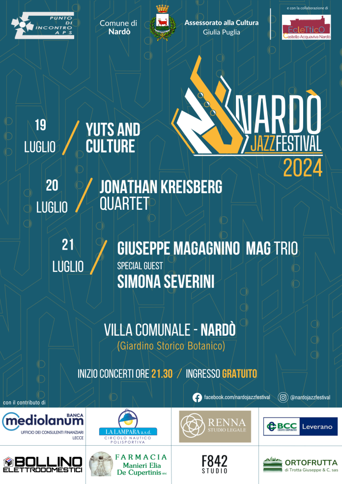 " NARDO' JAZZ  FESTIVAL  _ nuovi talenti  e  innovazione  del  linguaggio musicale . dal 19 al 21 luglio''