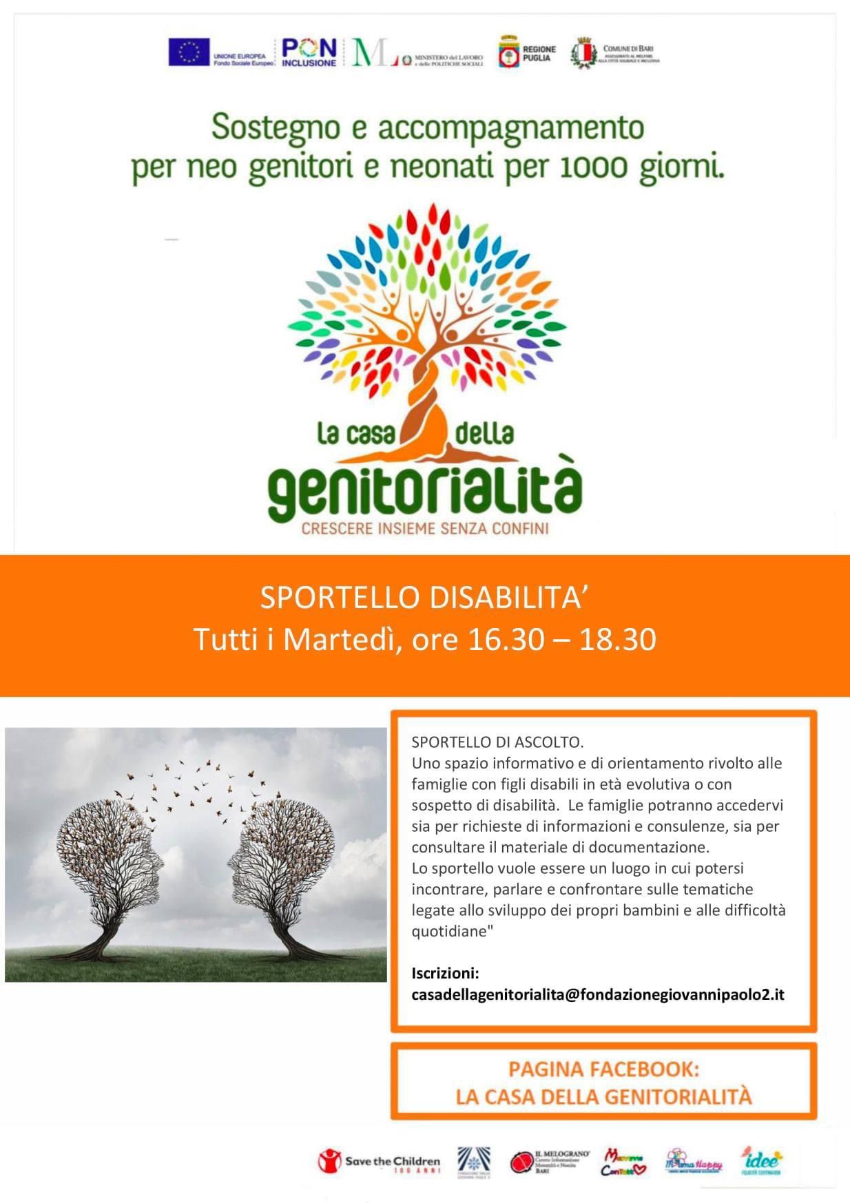 AL VIA LO SPORTELLO DI ASCOLTO PER LA DISABILITÀ DELL’ASSESSORATO AL WELFARE