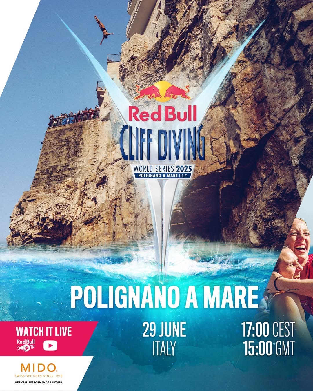 Il cuore del ''Red bull Cliff Diving'' torna a battere sulle scogliere di Polignano a Mare.