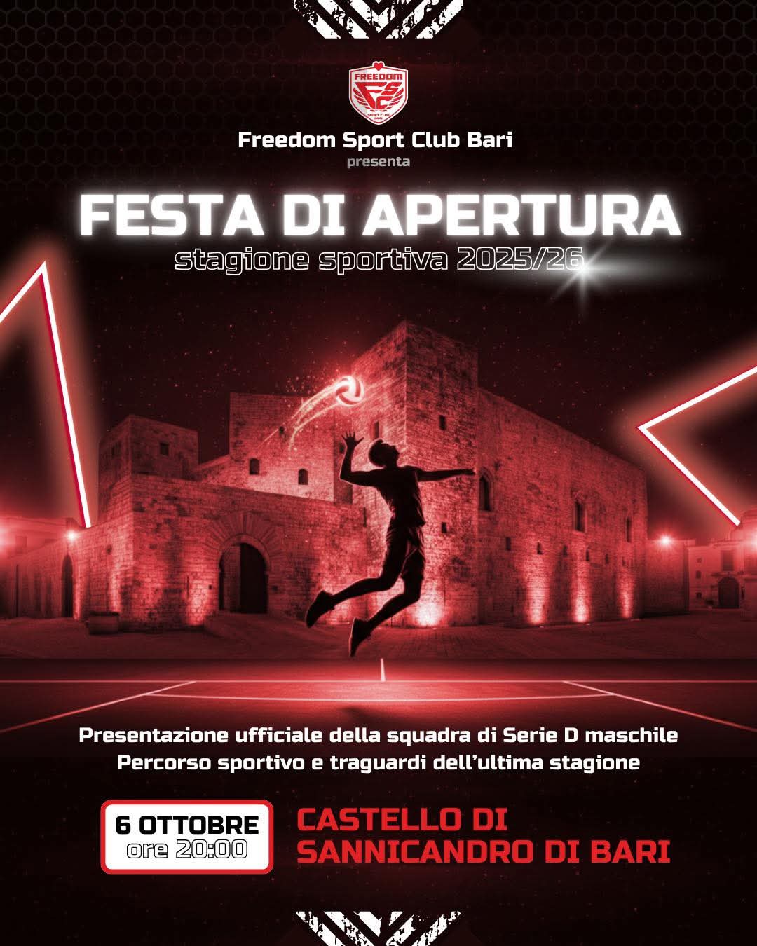 Freedom Sport Club Bari: Presentazione Ufficiale della Stagione 2025/26 al Castello di Sannicandro