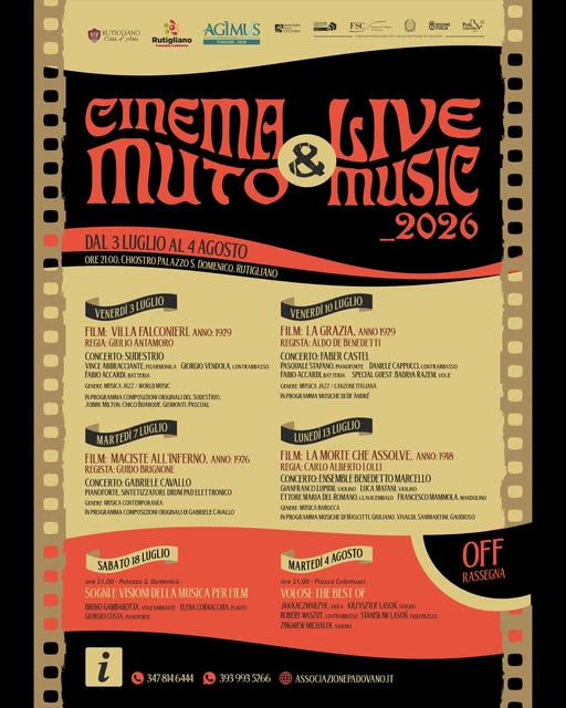 '' CINEMA  MUTO  &  LIVE  MUSIC  2026  - a  Rutigliano ''